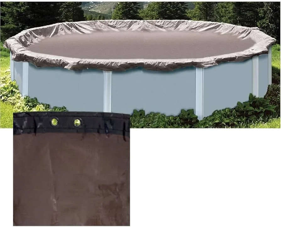 PoolTux 19′ x 34′ Brown/Black Oval Ultra Premium Winter Cover for 15′ x 30′ Oval AG Pool