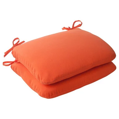 Rounded Edge Outdoor Patio Seat Cushions – 18.5″ – Orange – Set of 2