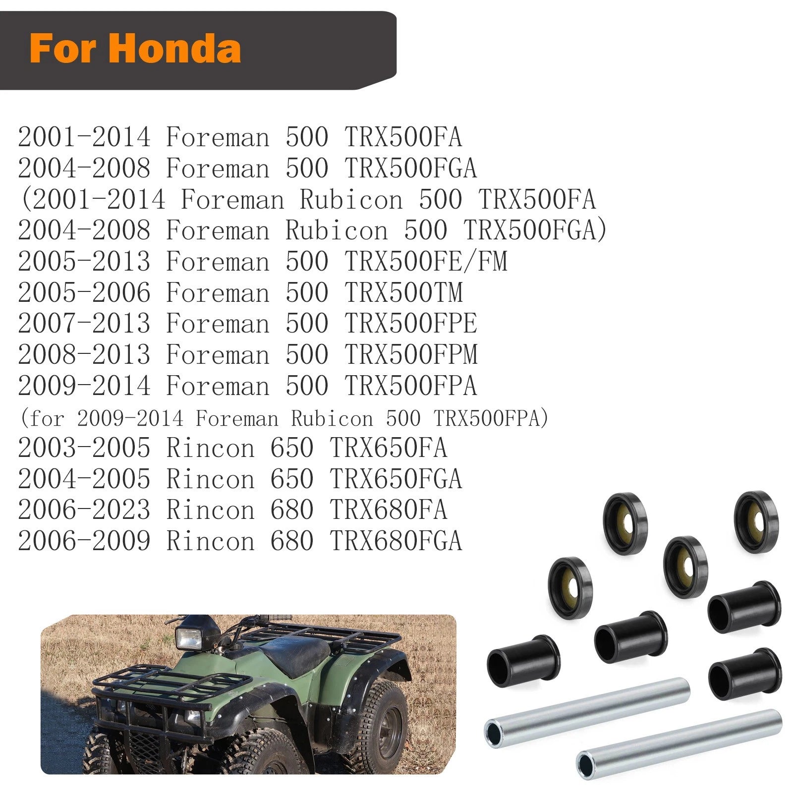 Front Upper A Arm Bushing Kit for Honda Foreman Rubicon 500 TRX500FPA (2009–2014)