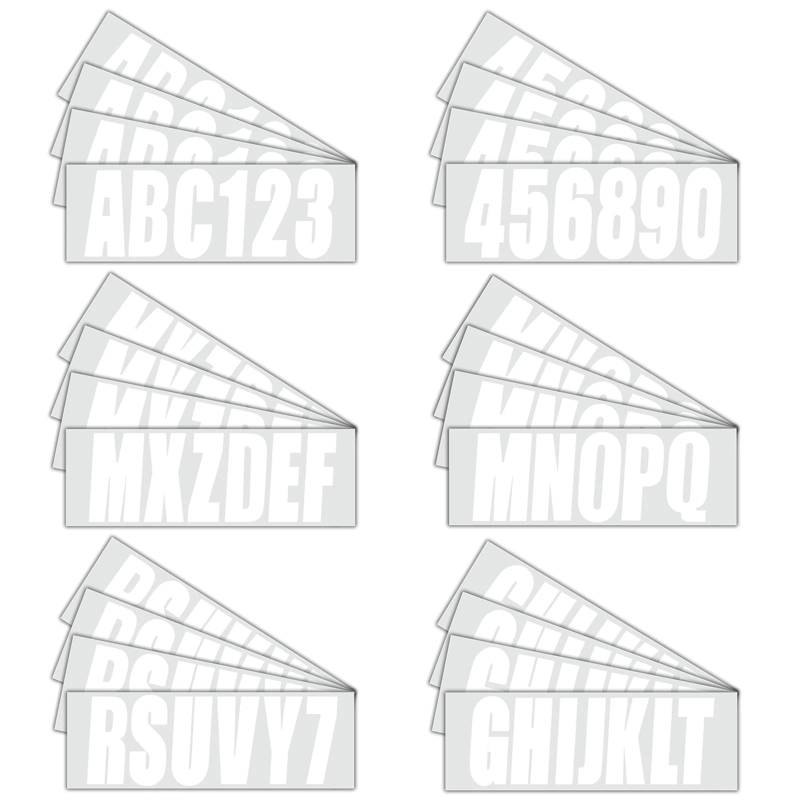 Set of 4 Boat Registration Decal Stickers A-Z & 0-9 White