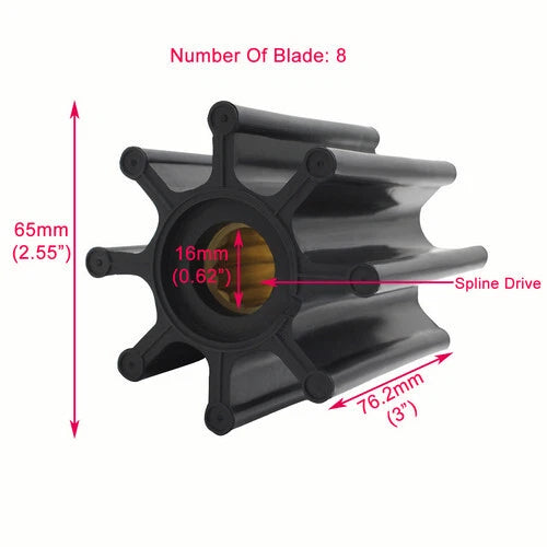 Impeller Kit for Caterpillar Raw Sea Water Pump (Replaces Jabsco 17018-0001-P)