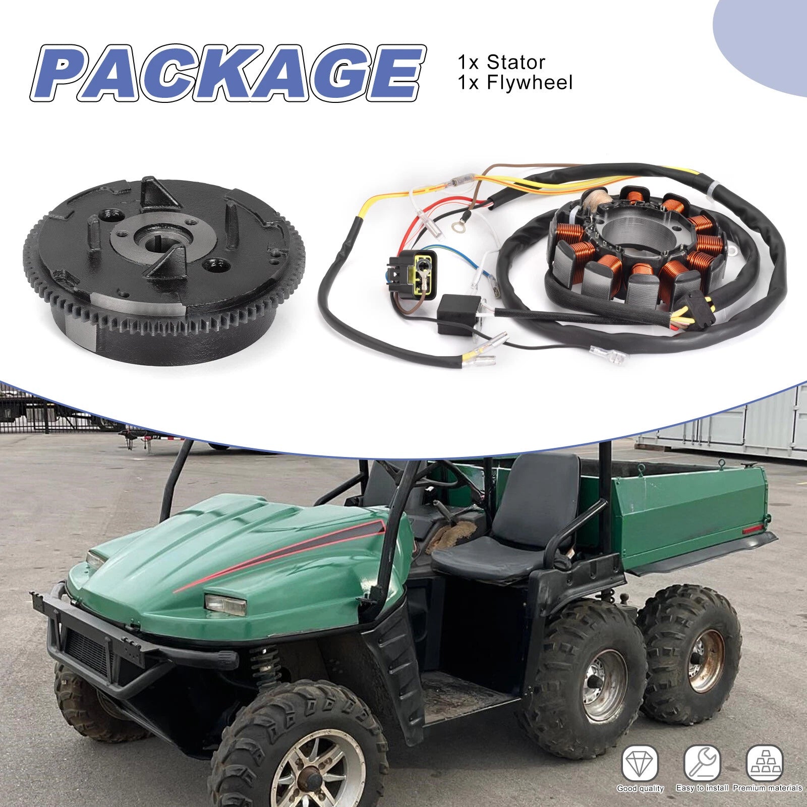 Stator and Flywheel for Polaris Sportsman 500 4X4 HO / 6x6 (2002) 3087168 3087166