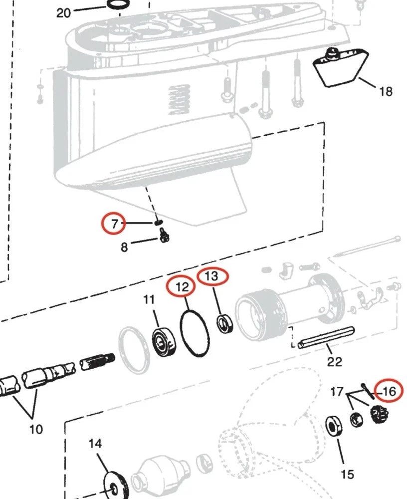 Lower Unit Oil Seal Kit for OMC Cobra SX Stern Drive (1994–Present)