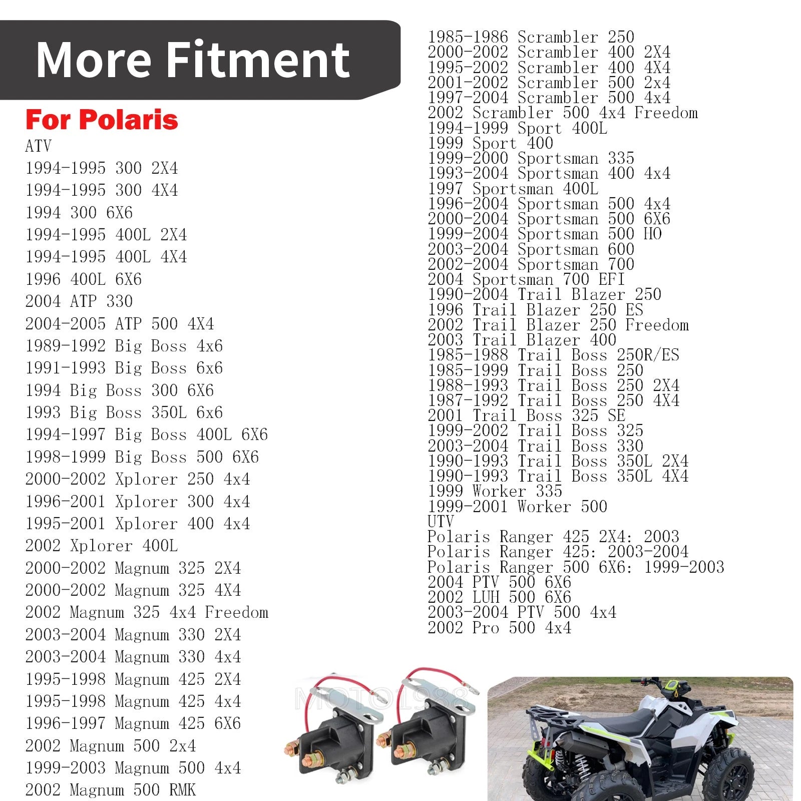 Starter Solenoid Relay for Polaris Sportsman 500 4x4 HO (1996–2004)