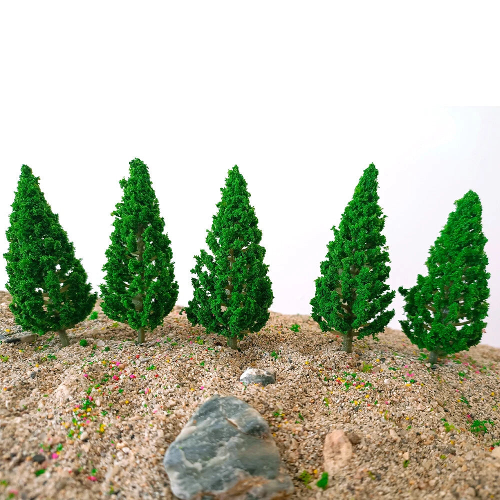 10pcs Green Pine Trees for DIY Railroad Garden Park Diorama (1.88"-6.29")