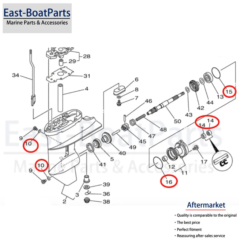 Seal Kit for Yamaha Outboard Gearcase Lower Unit (93101-15074)