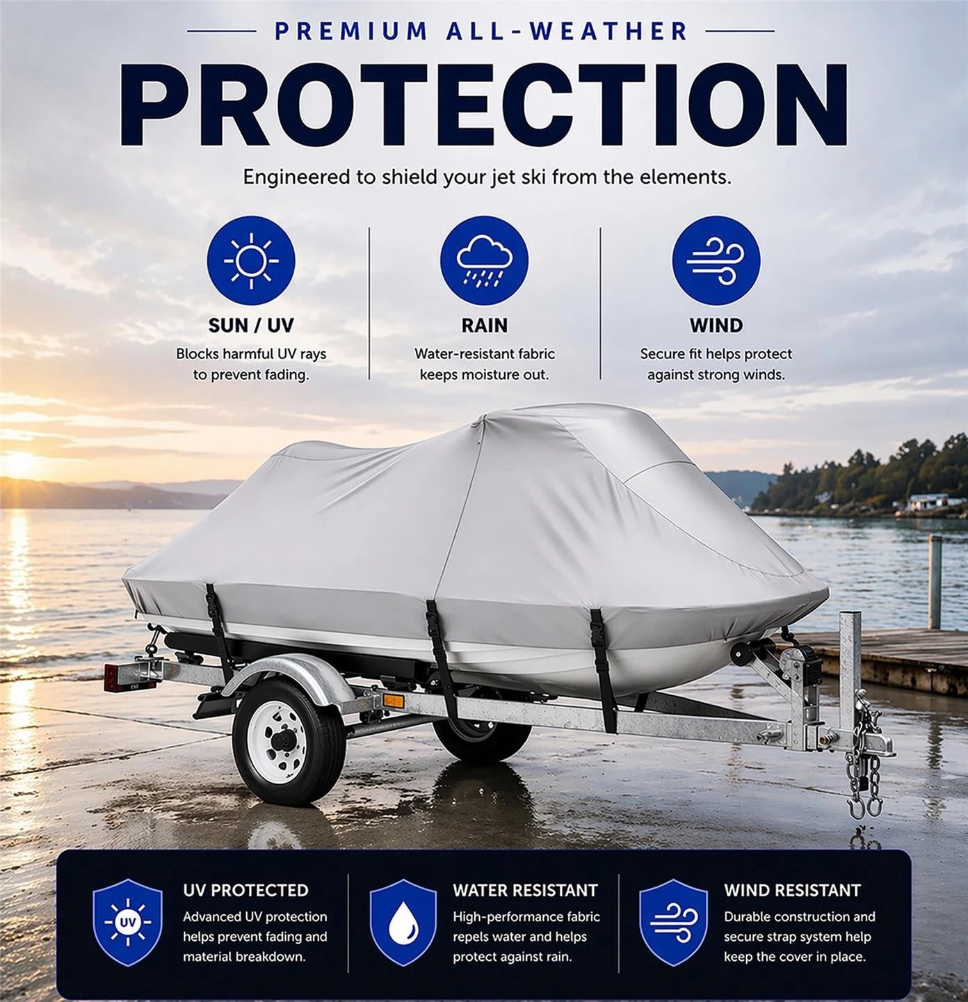 420D UV Reflective Jet Ski Cover for Bombardier Sea Doo GTX (2000–2003)