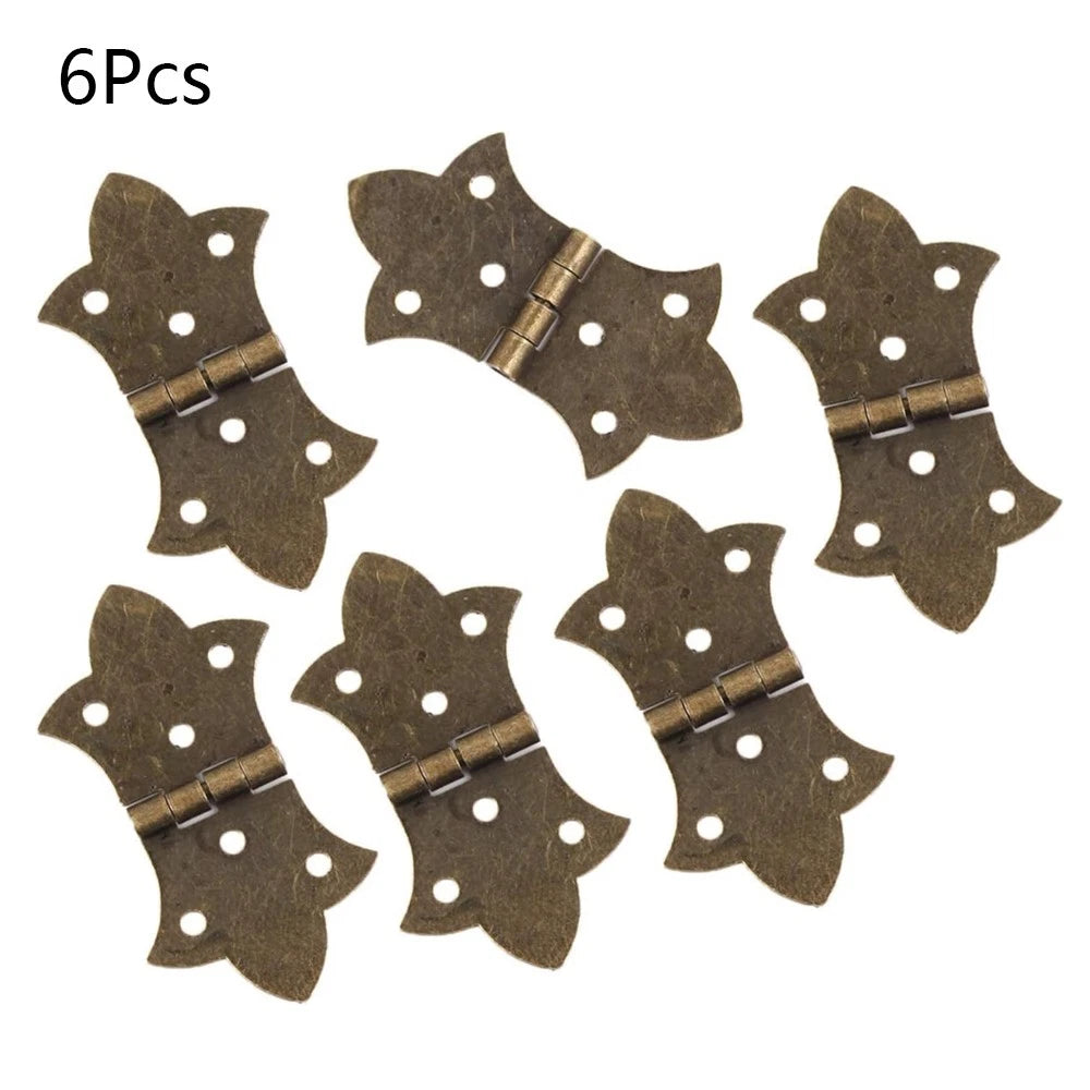 6X Antique Bronze Cabinet Hinge for Wooden Box Wardrobe Door (57mm x 31mm)