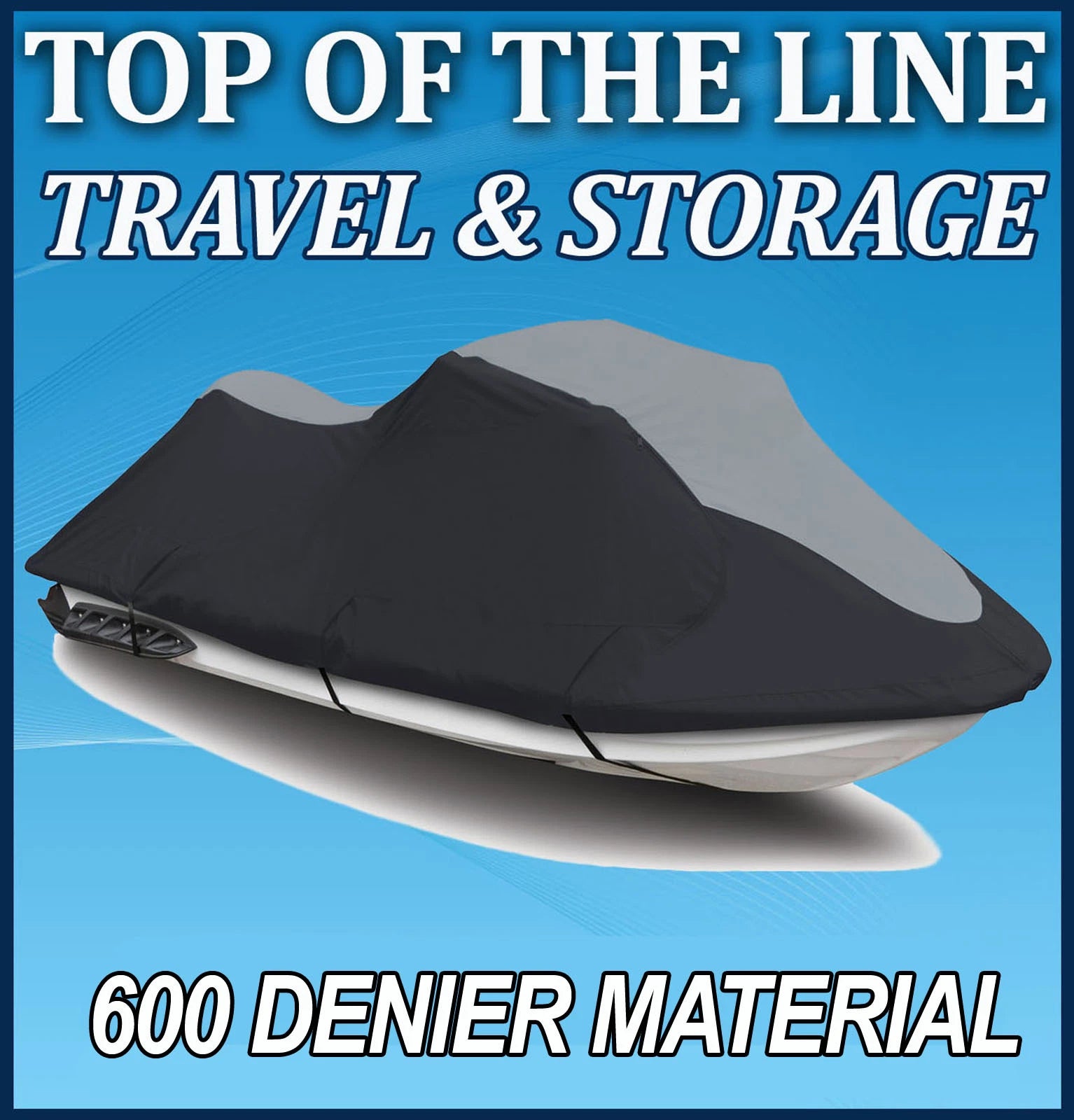 600 Denier Jet Ski Cover for Sea Doo RXT (2005–2008) Black/Grey