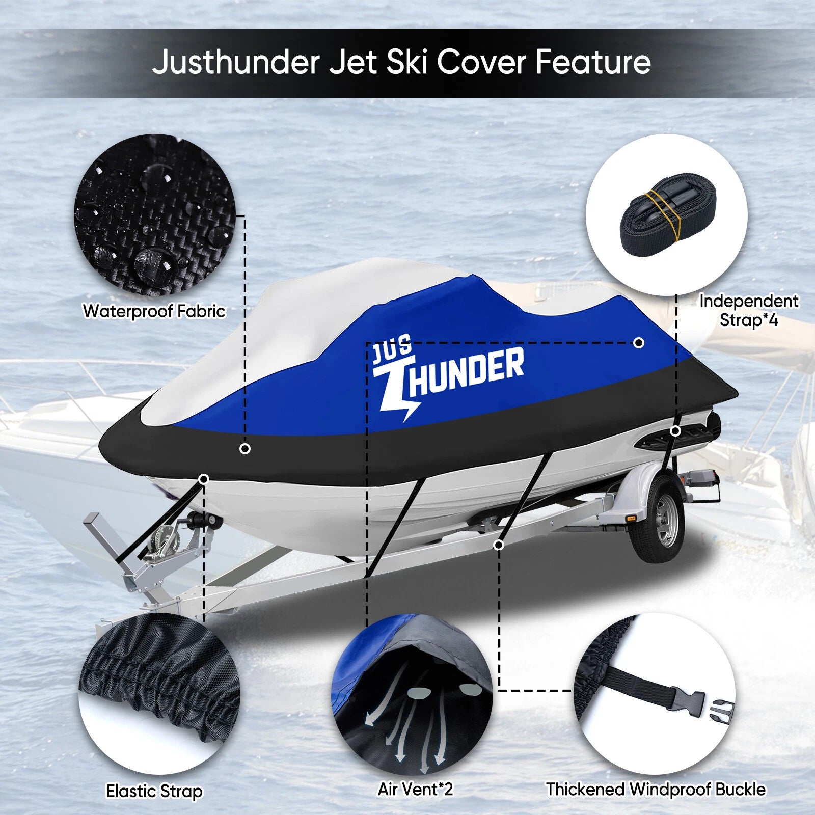 Jet Ski Cover Waterproof for Sea-Doo GTI SE 130 (120-135")