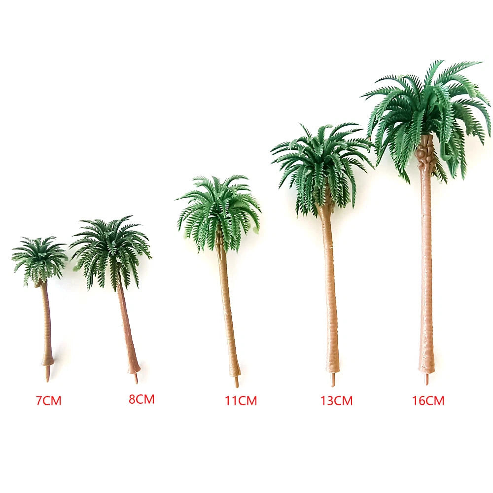 15x Mini Coconut Palm Trees for Model Train Diorama HO O N Z Scale