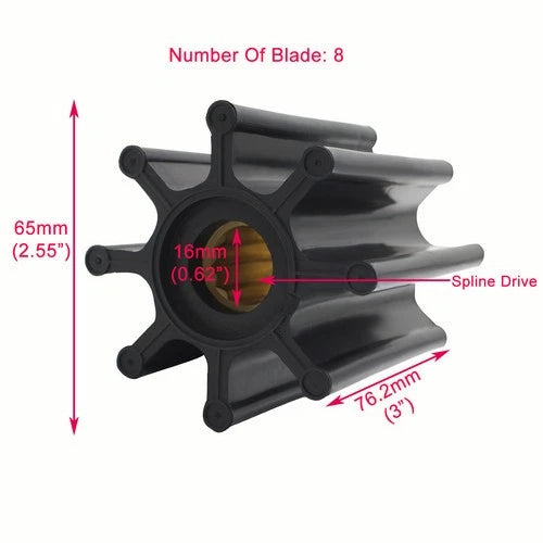 Impeller for Caterpillar Raw Sea Water Pump (Replaces Jabsco 17018-0001-P)