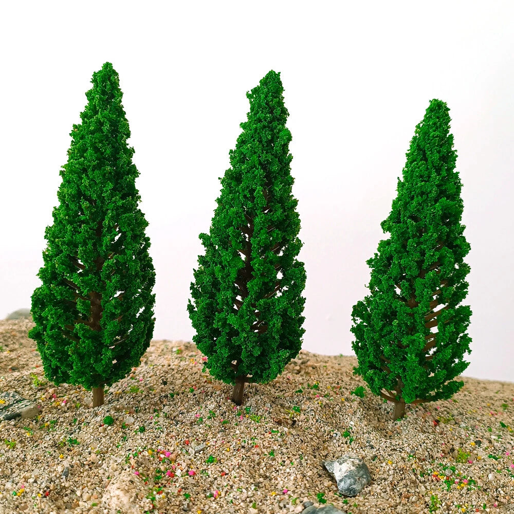 10pc Pine Tree Set for Model Railway Christmas Village Scenery (5.9")