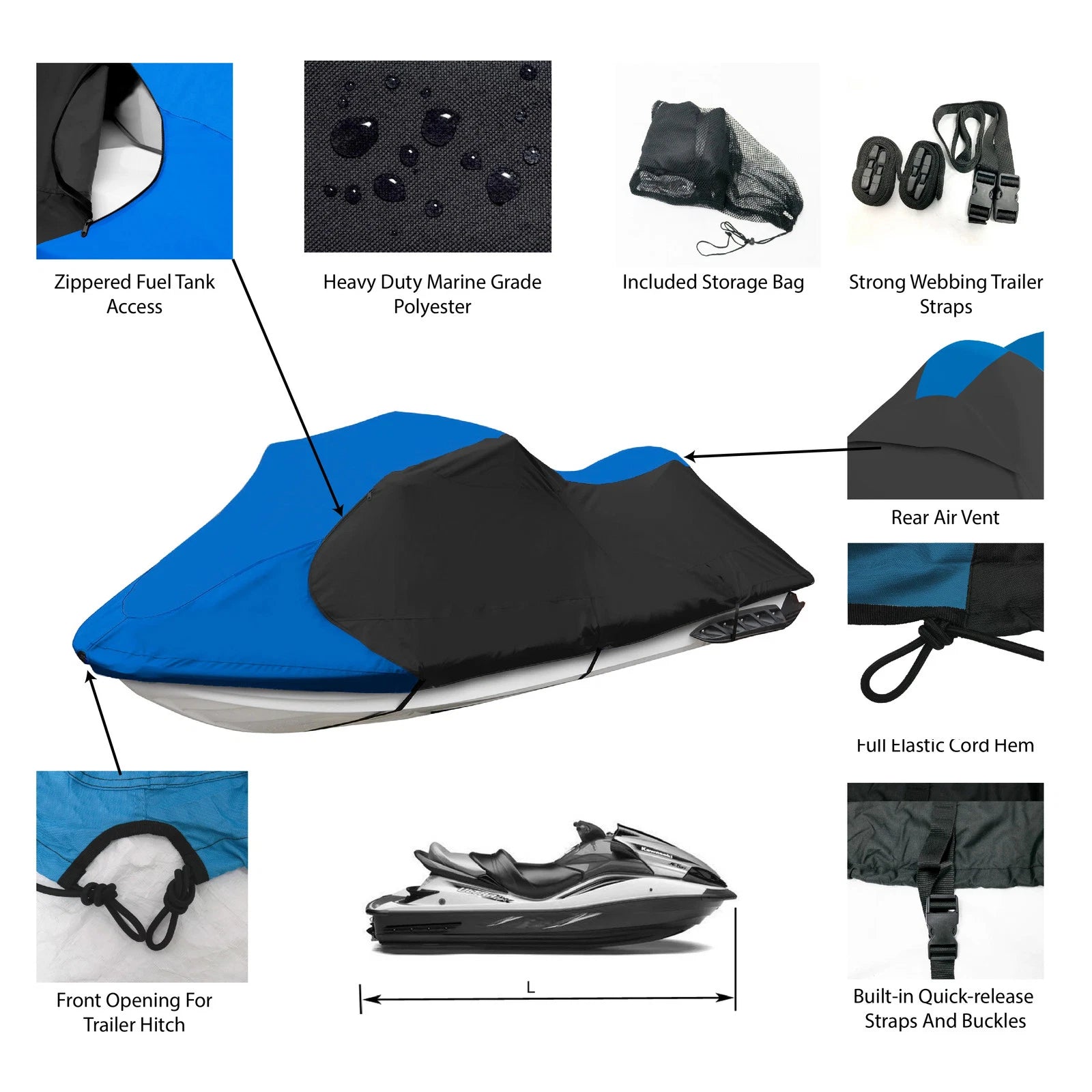 Heavy Duty Trailerable Storage Cover for Sea Doo GTX iS 260 300 (2010–2019)