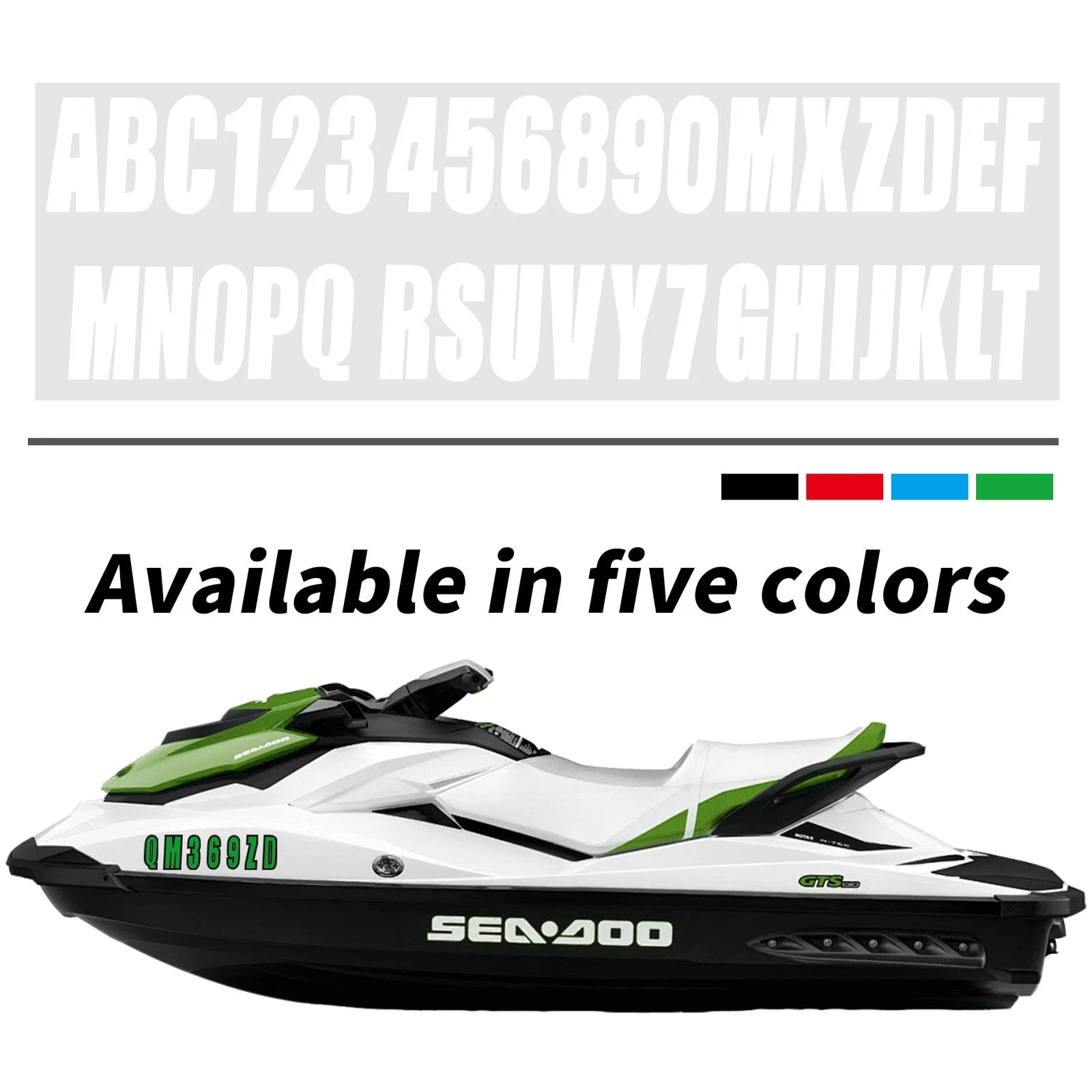 White Alpha-Numeric Registration Stickers Decals for Boat