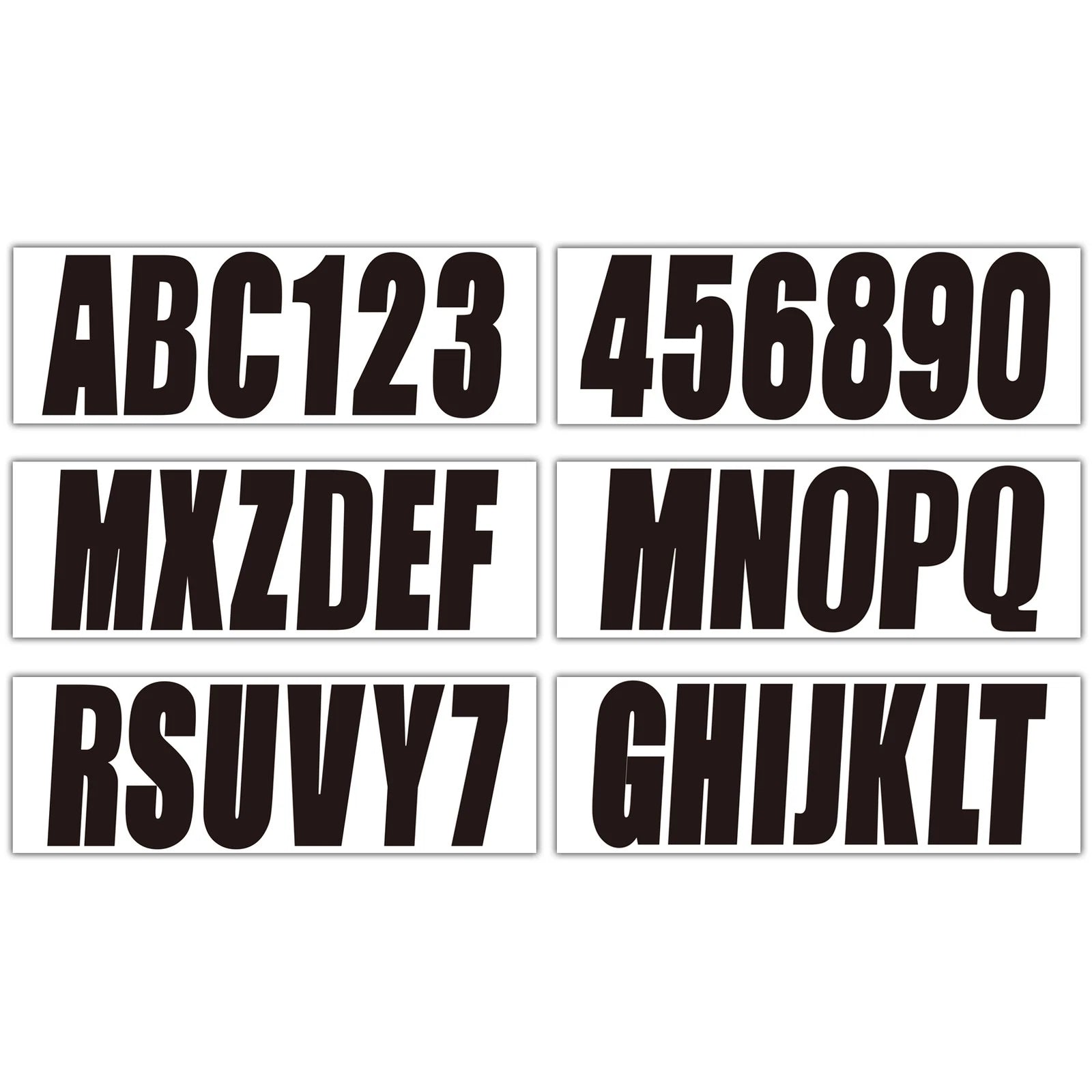 Set of 4 Black Decals for Boat Registration A-Z & 0-9
