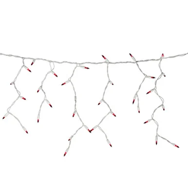 Set of 100 Red Mini Icicle Christmas Lights – 7.8ft White Wire