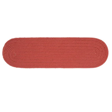 Set of 13 Red Orange Handmade Braided Stair Tread Rug 28″