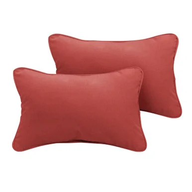 Set of 2 13″ x 20″ Henna Red Canvas Solid Sunbrella Outdoor Lumbar Pillows