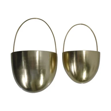 Set of 2 Gold Decorative Wall Hanging Planters 18.5″
