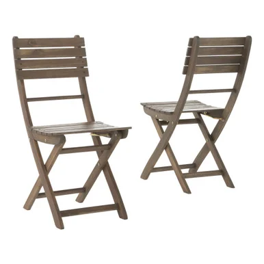 Set of 2 Gray Contemporary Folding Outdoor Patio Dining Chairs 38″
