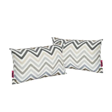 Set of 2 Gray and White Contemporary Outdoor Throw Pillows 18.5″ – Stylish Comfort for Indoor and Outdoor Relaxation