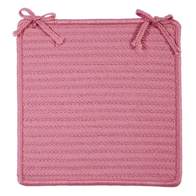 Set of 4 Pink Solid Handmade Braided Stair Tread Square Chair Pad 15″