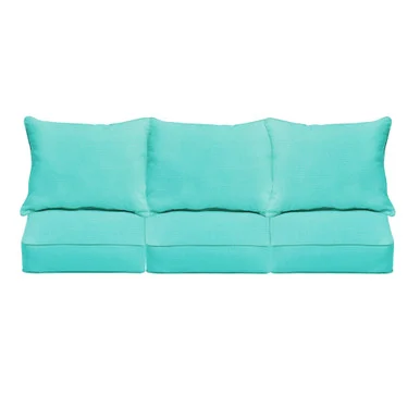 Set of 6 23″ x 25″ Aruba Blue Solid Sunbrella Deep Seating Sofa Cushions