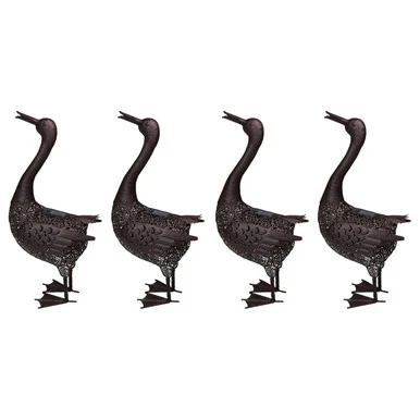 Solar LED Lighted Duck Outdoor Garden Statues – 25″ – Brown – Set of 4