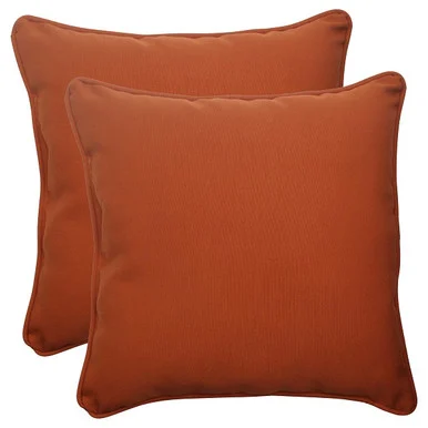 Solid Outdoor Patio Square Throw Pillows – 18.5″ – Burnt Orange – Set of 2