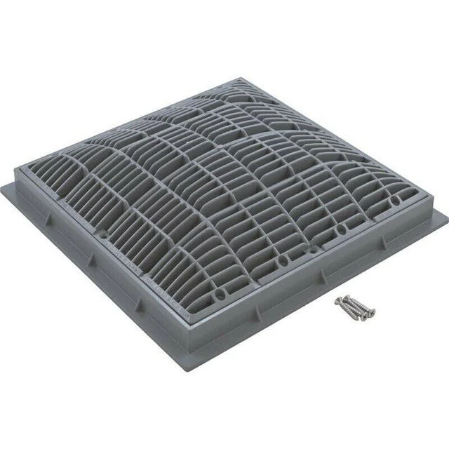SUPER-PRO SG6404727 V 12″ x 12″ Square Gray Anti-Vortex Main Drain Frame & Grate