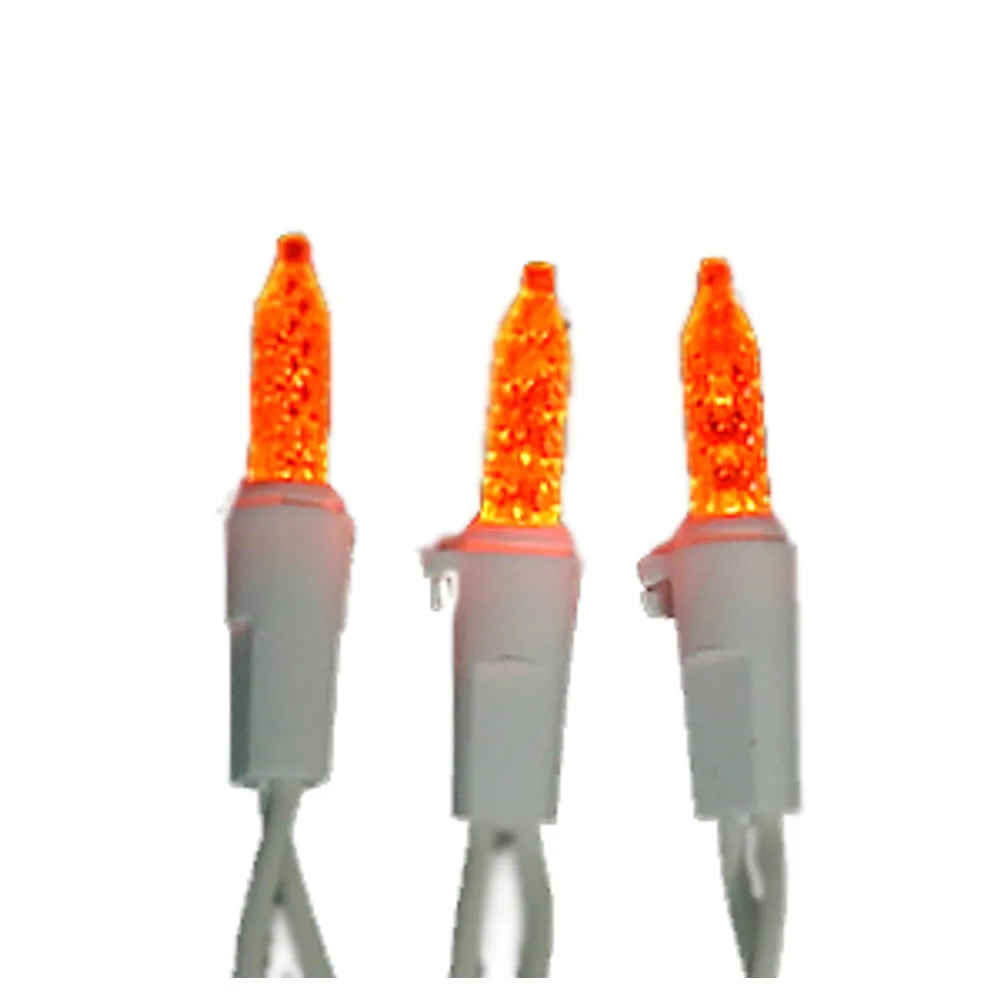 Set of 70 Orange LED M5 Mini Christmas Lights 36.5′ – White Wire