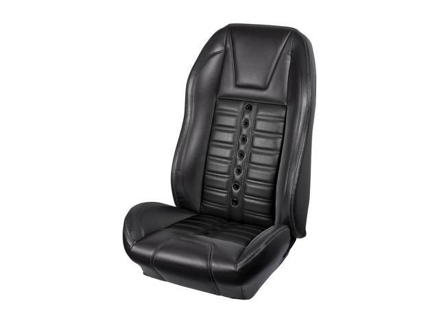 Front Bucket & Rear Bench Full Upholstery Set, Sport Seat X, Matte Black Vinyl and Trim, Black Stitching, Black Grommets