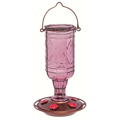 Vintage 10″ Amethyst Jewel Hummingbird Feeder – 20 oz Capacity