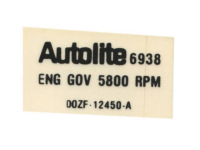 Rev Limiter Identification Engine Compartment Decal, D0ZF-12450-A