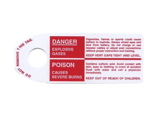 Autolite Sta-Ful Aftermarket Positive Battery Terminal Warning Tag