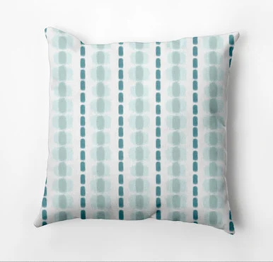 Watercolor Striped Outdoor Throw Pillow – 16″ – Teal Blue and White