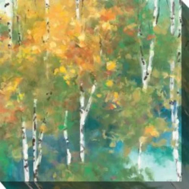 Yellow and Green Obscure Forest Outdoor Canvas Square Wall Art Decor 24″ x 24″